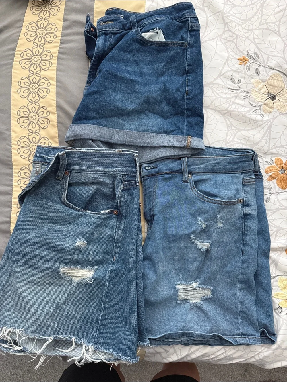 Denim Shorts Trio - Distressed Blue Jean Shorts- High waisted!